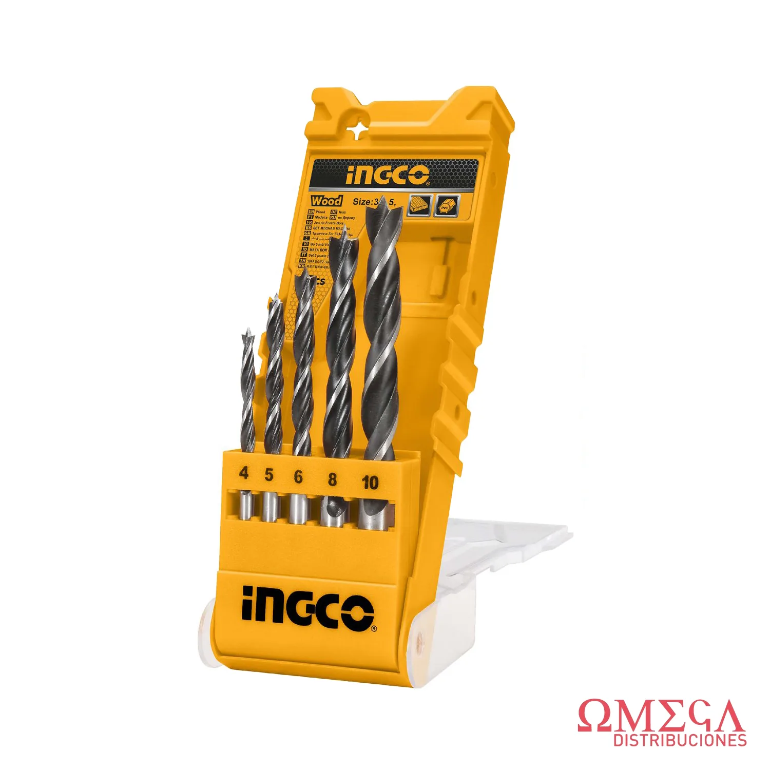 Set X5 mechas para madera 4/5/6/8/10mm Ingco 70510