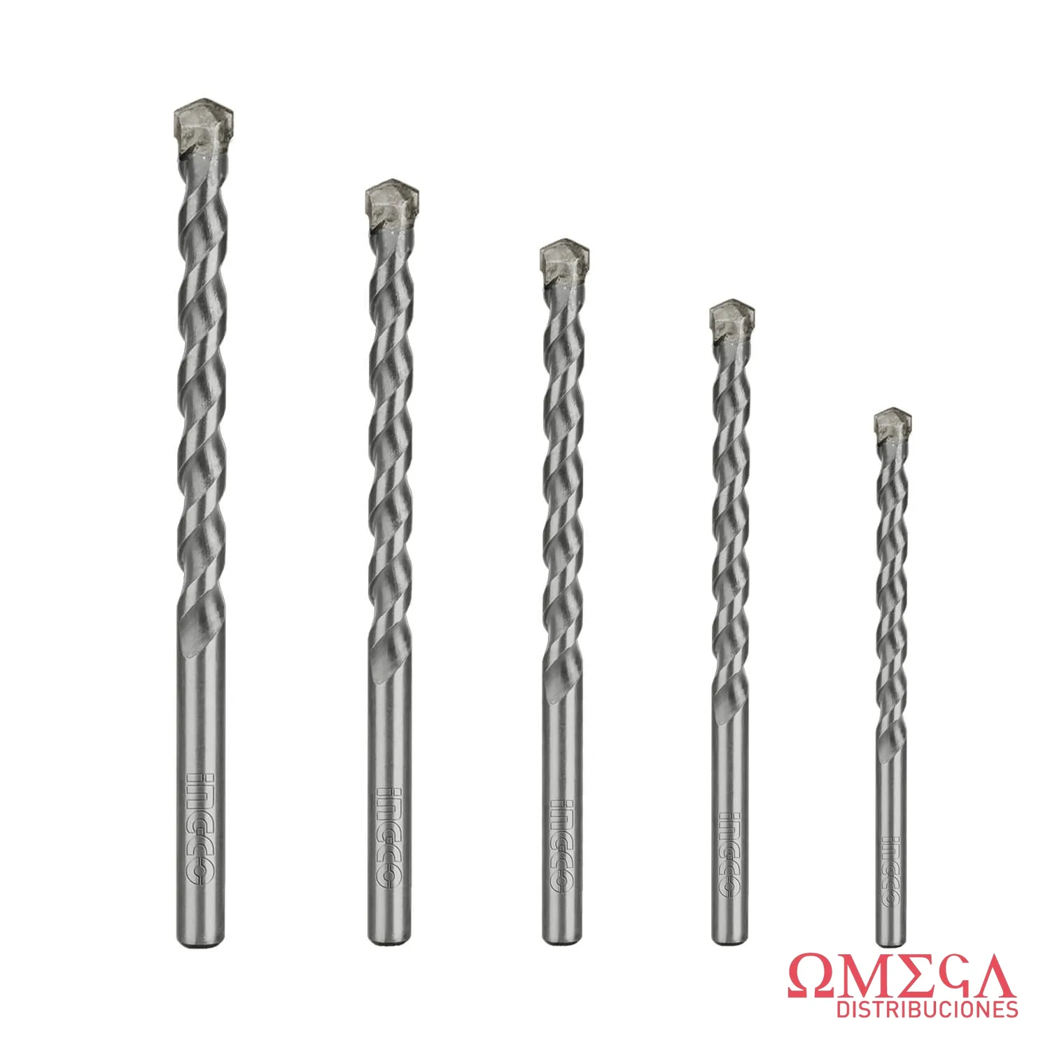 Set X5 mechas de widia (4/5/6/8/10mm) Ingco 70731