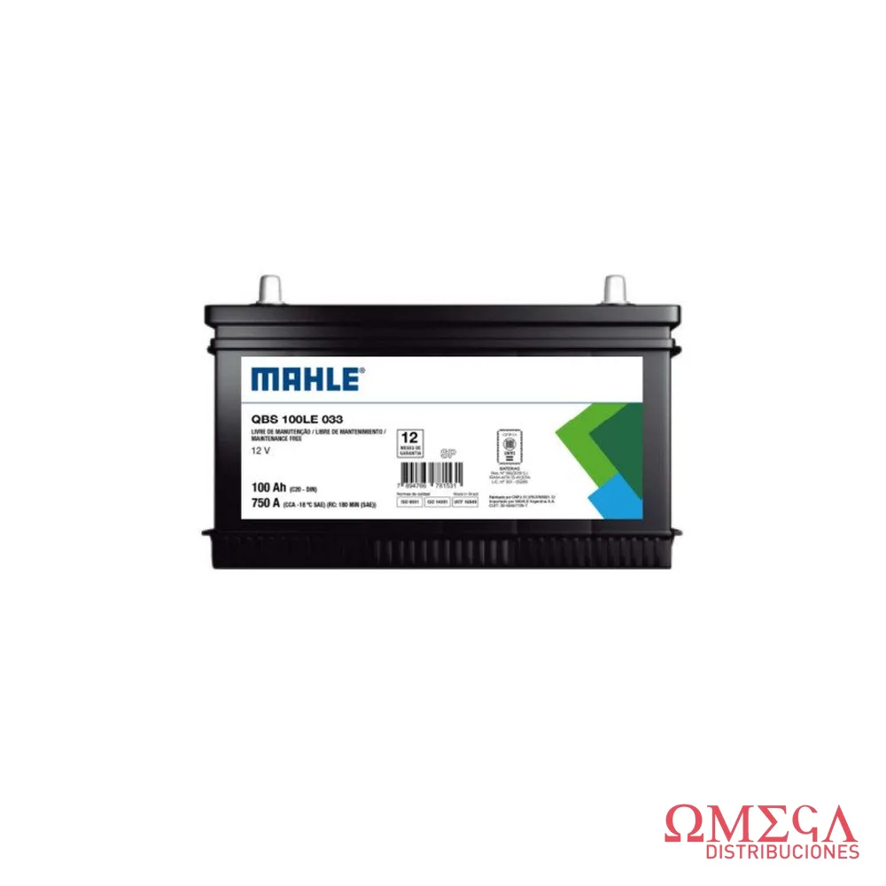 Batería Mahle 100 AH / CP 750 (+)I QBS100LE033