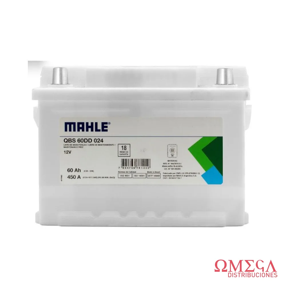 Batería Mahle 60 AH / CP 450 (+)D QBS60DD024