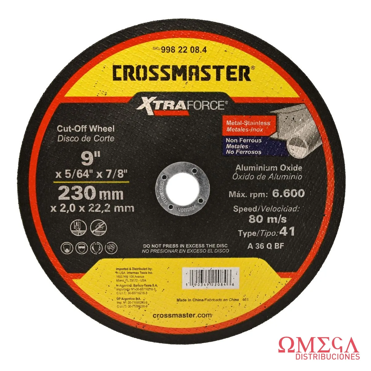 DISCO CORTE O/A 230x2.0x22.2mm RECT 9982208.4