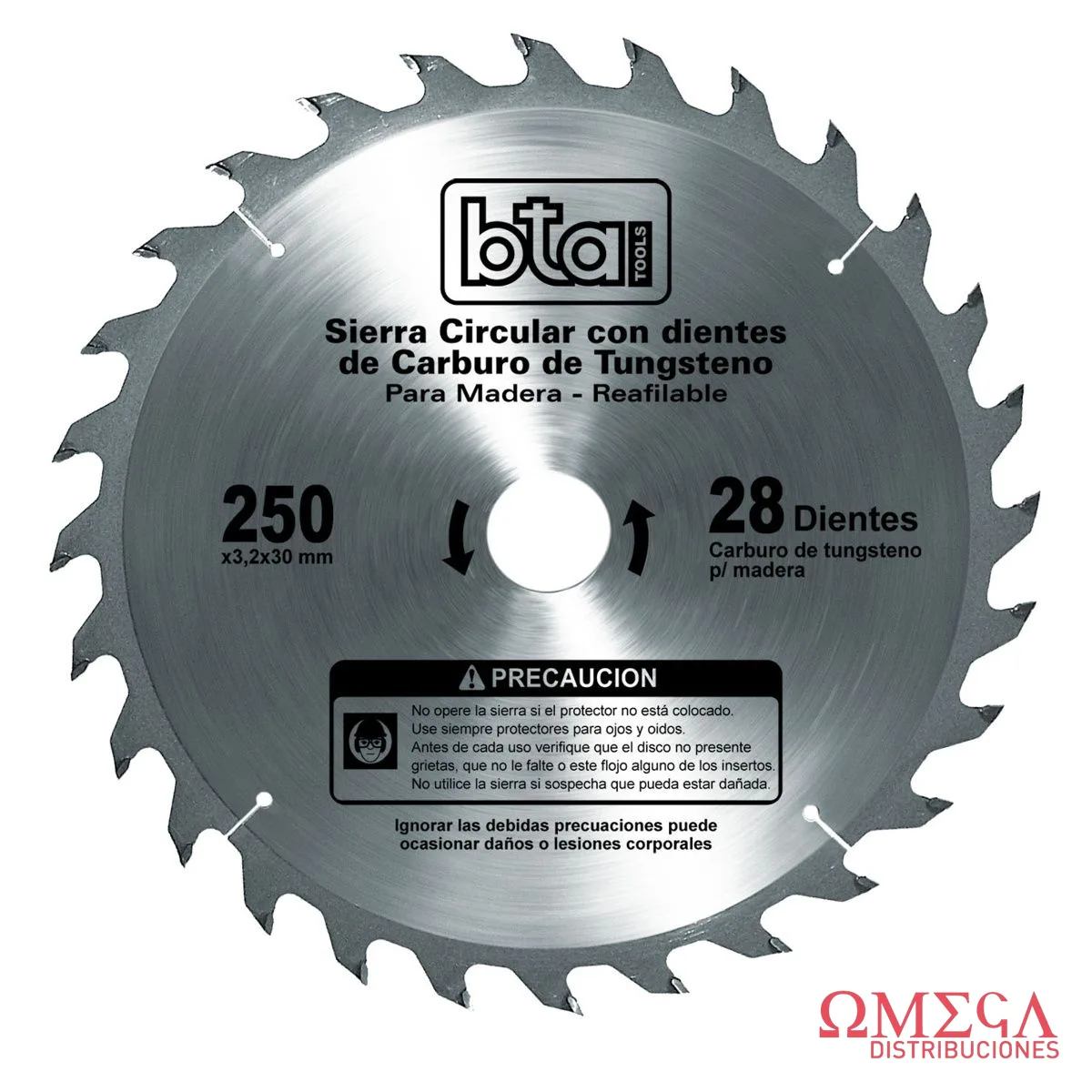 Disco de sierra cir.250X3.2X30 mm 28Z BTA 482354