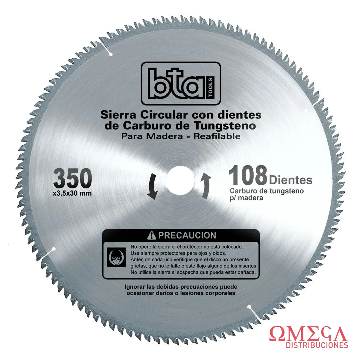 Disco de sierra cir.350X3.5X30 mm 108Z BTA 482400