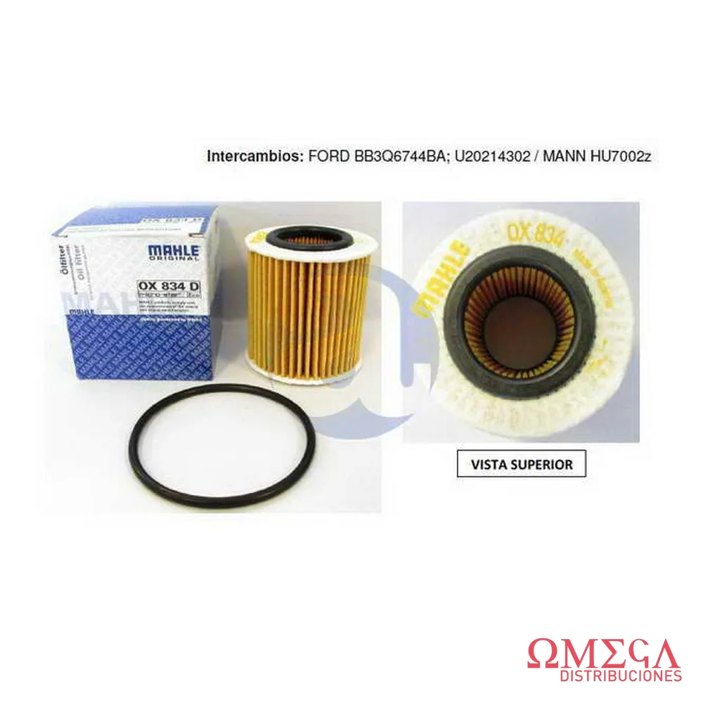 Filtro de aceite Mahle — Ford Ranger 2.2/3.2TD OX834D
