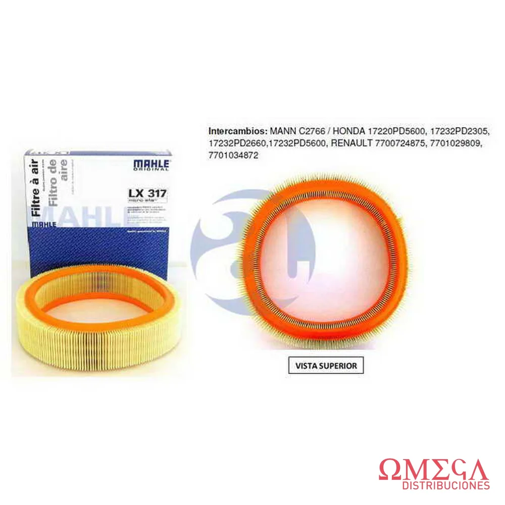 Filtro de aire Mahle — Renault Megane 1.6I LX317