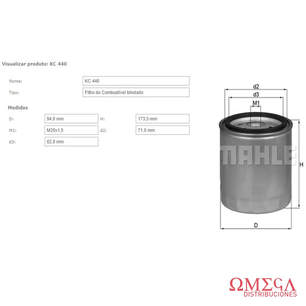 Filtro de combustible Mahle — Cummins interior 4ISBE KC440