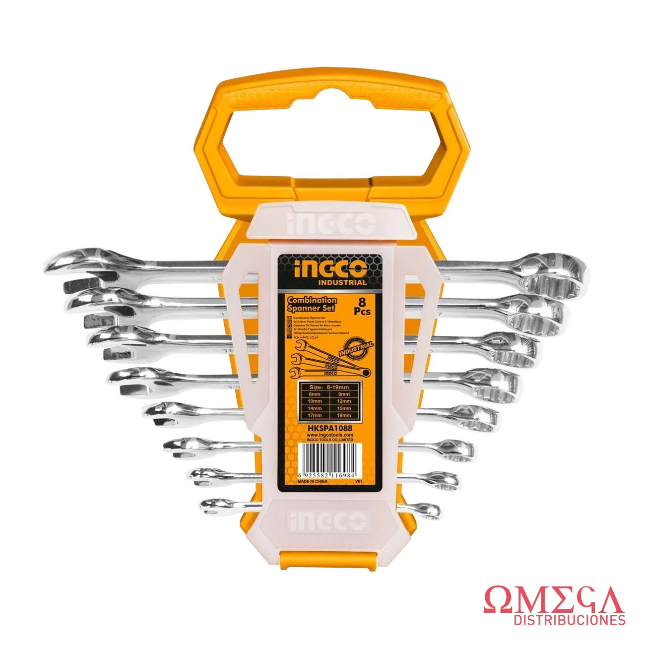 Set X8 llaves combinadas 6 A 19mm industrial Ingco 70113