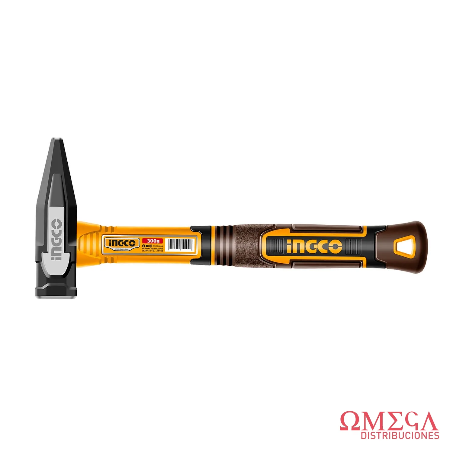 Martillo pena 300gr cabo fibra Ingco 700722