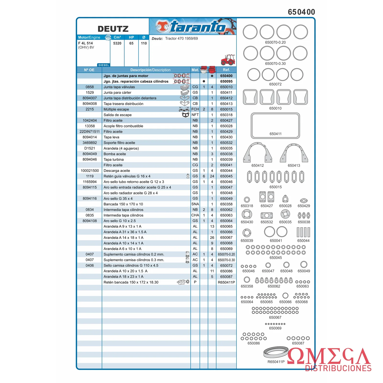 Juego de juntas Taranto — Deutz - F4L 514 650400