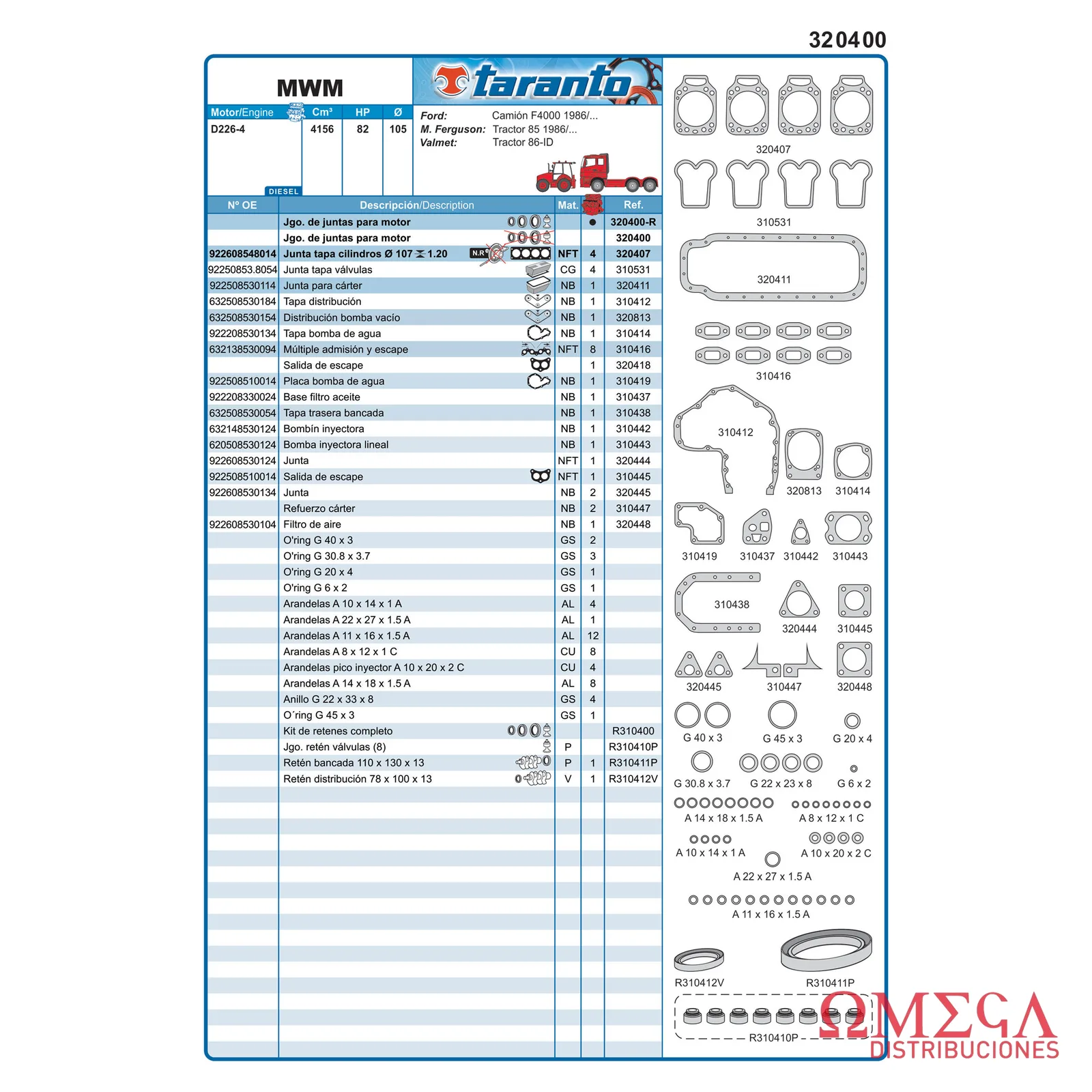 Juego de juntas Taranto — MWM - D226 320400-R