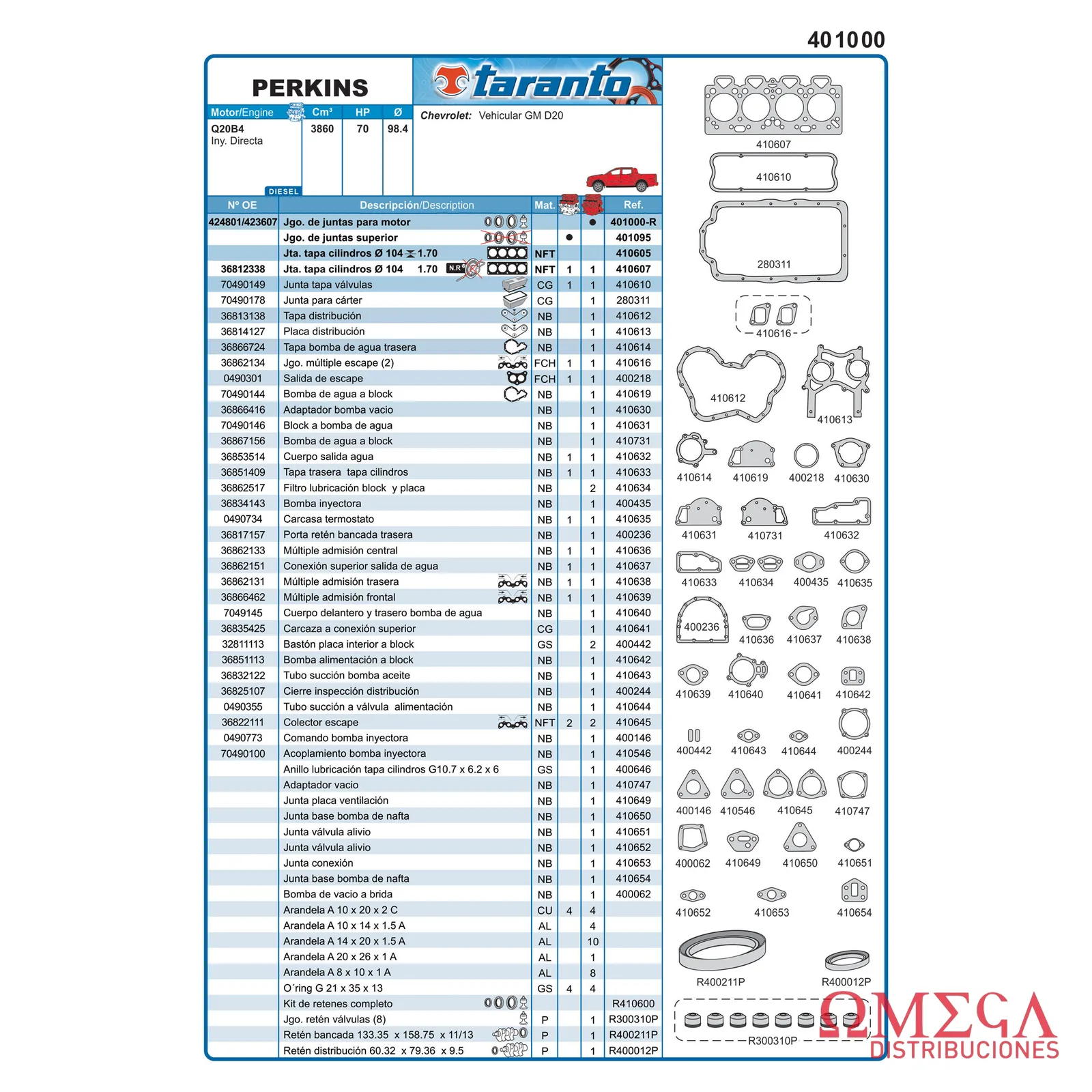 Juego de juntas Taranto — Perkins - Q20B4 401000-R