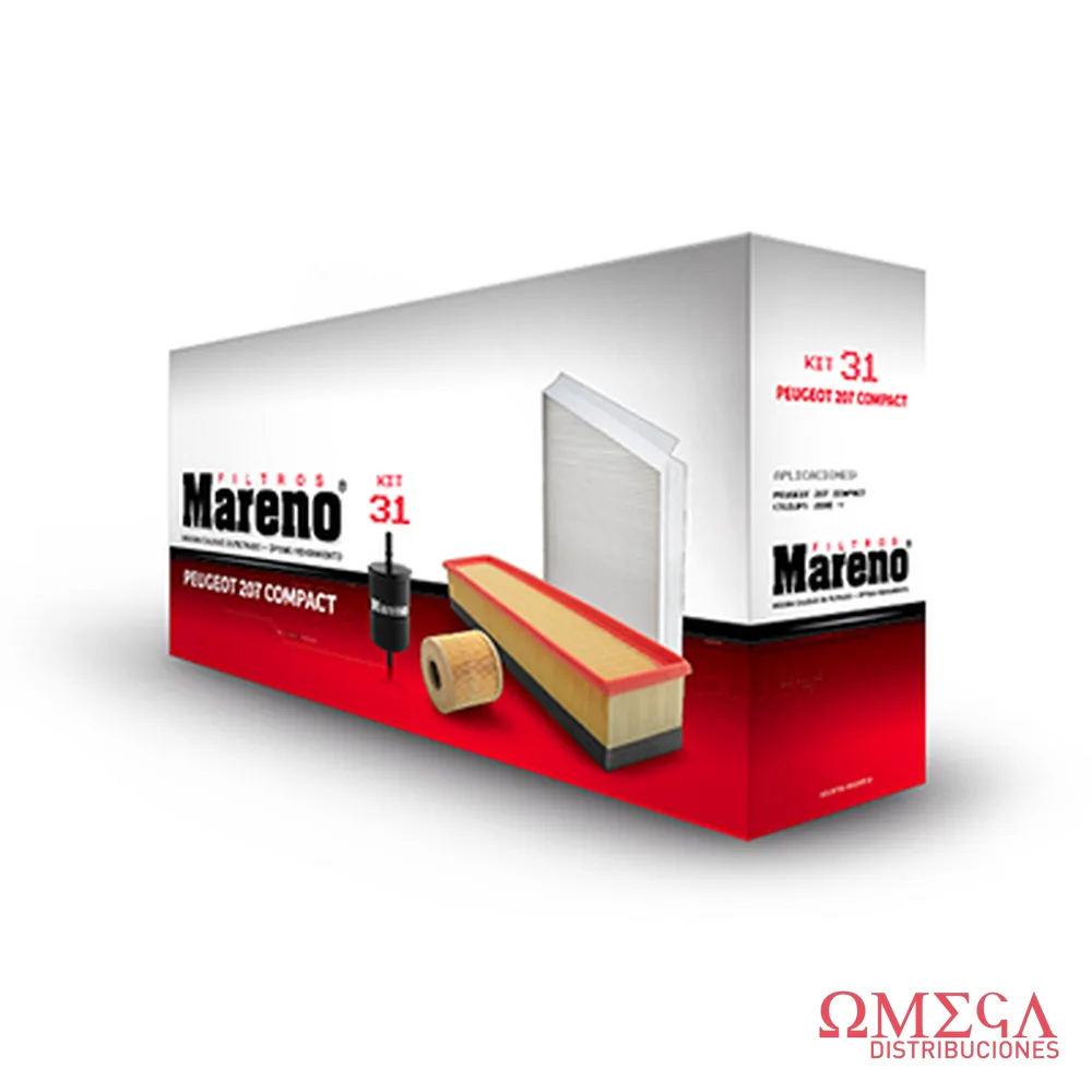 Kit31-mareno Peugeot 207 Compact 14Aire Aceite Combustible Habitculo Mr343 Em1012 Mh353 Mci201 KIT31-MARENO
