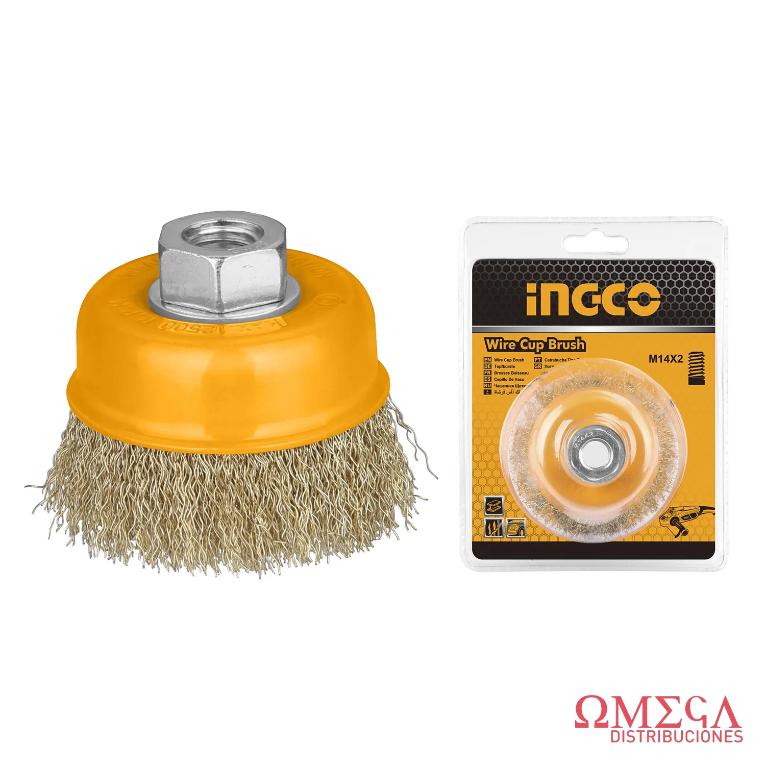 Cepillo copa rizado 3PLG /75mm para amoladora RM14 Ingco 70511