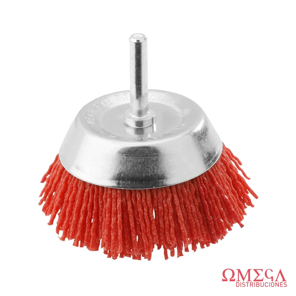 Cepillo copa rizado de nylon para taladro 75mm Ingco 70740